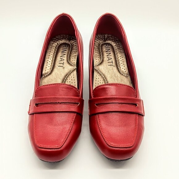 Rinnati Karen Red Stacked Heel Pumps - Size 5.5 - Picture 3 of 10